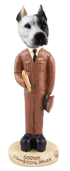 White Pit Bull Commercial Driver Doogie Collectible Dog Figurine