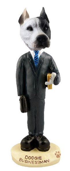White Pit Bull Businessman Doogie Collectible Dog Figurine