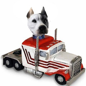 White Pit Bull Truck Tractor Doogie Collectible Dog Figurine