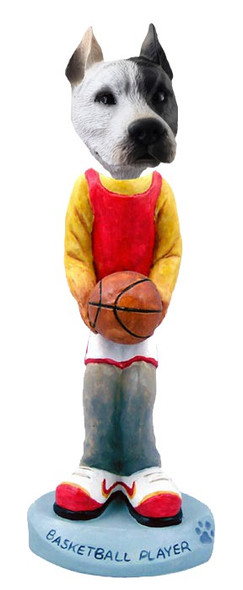 White Pit Bull Basketball Doogie Collectible Dog Figurine