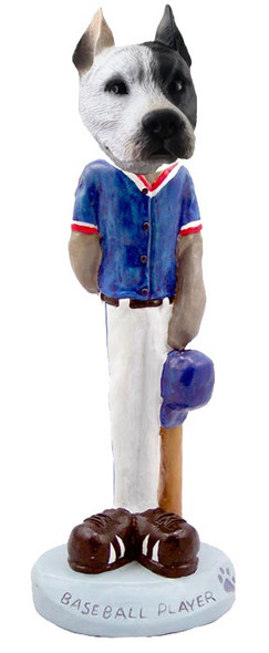 White Pit Bull Baseball Doogie Collectible Dog Figurine