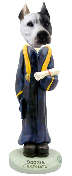 White Pit Bull Graduate Doogie Collectible Dog Figurine