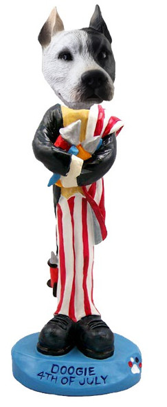 White Pit Bull 4th of July Doogie Collectible Dog Figurine