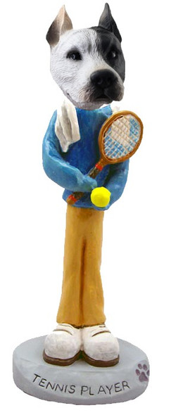 White Pit Bull Tennis Player Doogie Collectible Dog Figurine
