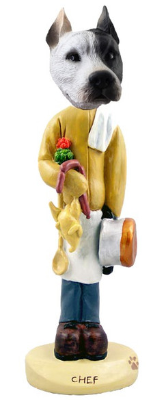 White Pit Bull Chef Doogie Collectible Dog Figurine