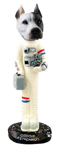 White Pit Bull Astronaut Doogie Collectible Dog Figurine