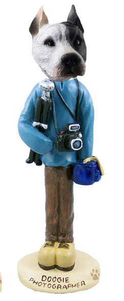 White Pit Bull Photographer Doogie Collectible Dog Figurine