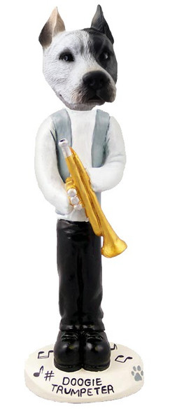 White Pit Bull Trumpeter Doogie Collectible Dog Figurine