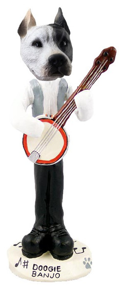 White Pit Bull Banjo Doogie Collectible Dog Figurine