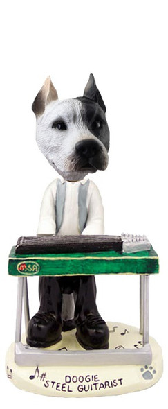 White Pit Bull Steel Guitarist Doogie Collectible Dog Figurine