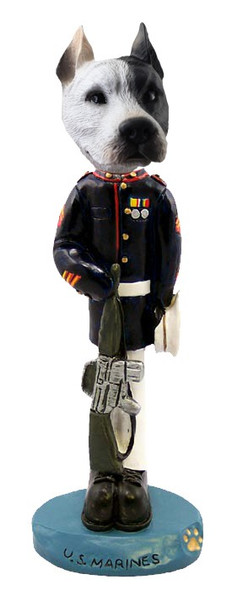 White Pit Bull U S Marines Doogie Collectible Dog Figurine