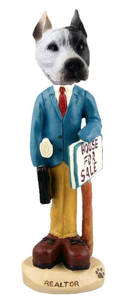 White Pit Bull Male Realtor Doogie Collectible Dog Figurine