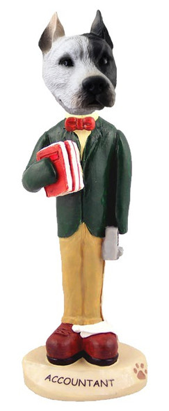 White Pit Bull Accountant Doogie Collectible Dog Figurine