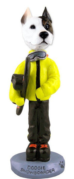 Pit Bull Terrier Snowboarder Doogie Collectible Dog Figurine