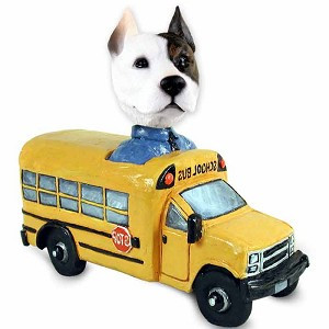 Pit Bull Terrier School Bus Doogie Collectible Dog Figurine