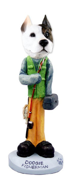 Pit Bull Terrier Fisherman Doogie Collectible Dog Figurine