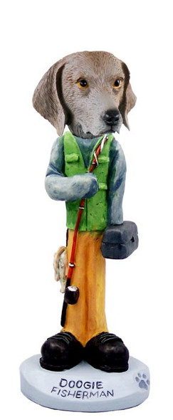 Weimaraner Fisherman Doogie Collectible Dog Figurine
