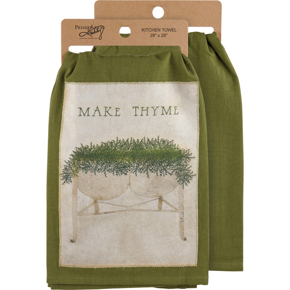 Garden Collection Cotton Kitchen Dish Towel - Make Thyme 28x28 from Primitives by Kathy