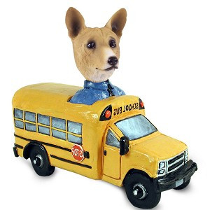 Basenji School Bus Doogie Collectible Dog Figurine