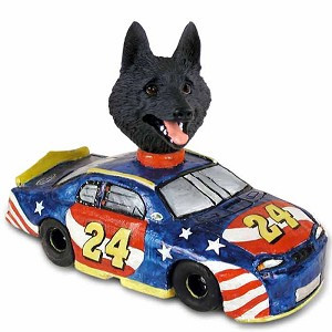 Schipperke Race Car Doogie Collectible Dog Figurine