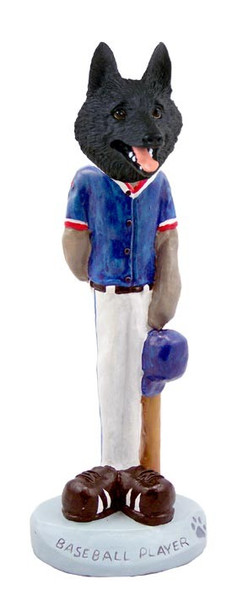 Schipperke Baseball Player Doogie Collectible Dog Figurine