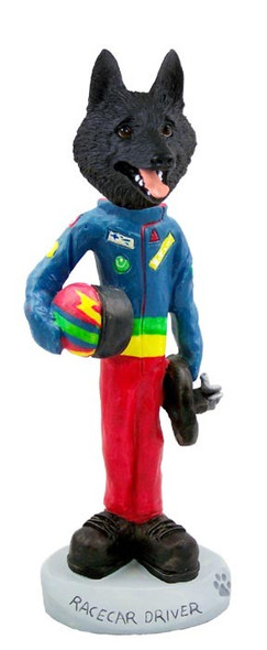 Schipperke Racecar Driver Doogie Collectible Dog Figurine