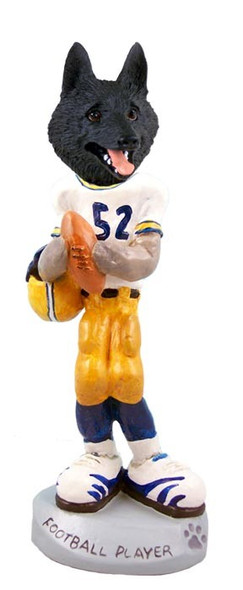 Schipperke Football Player Doogie Collectible Dog Figurine