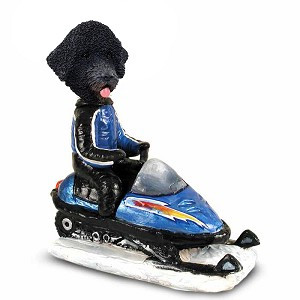 Portuguese Water Dog Snowmobile Doogie Collectible Dog Figurine