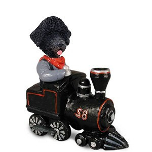 Portuguese Water Dog Train Doogie Collectible Dog Figurine
