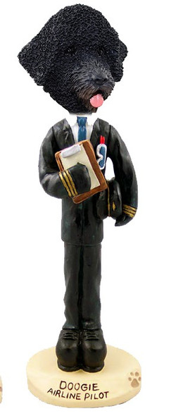 Portuguese Water Dog Airline Pilot Doogie Collectible Dog Figurine