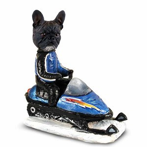 French Bulldog Snowmobile Doogie Collectible Dog Figurine
