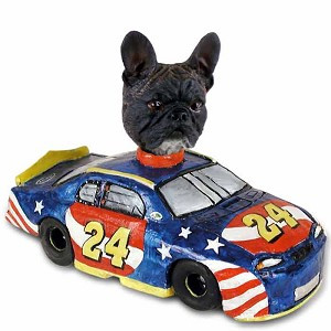 French Bulldog Race Car Doogie Collectible Dog Figurine
