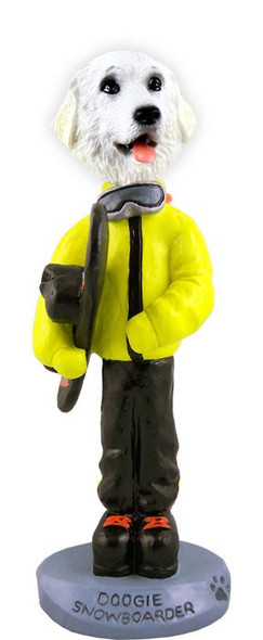 Great Pyrenees Snowboarder Doogie Collectible Dog Figurine