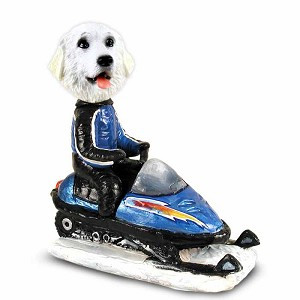 Great Pyrenees Snowmobile Doogie Collectible Dog Figurine