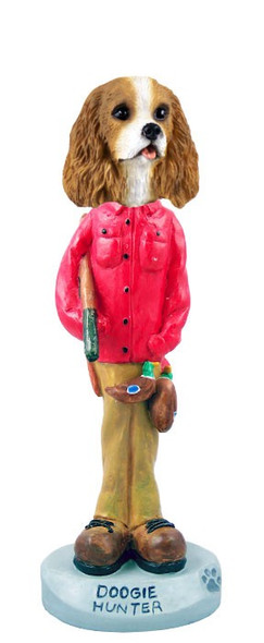 Brown & White Cavalier King Charles Spaniel Hunter Doogie Collectible Dog Figurine