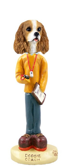 Brown & White Cavalier King Charles Spaniel Coach Doogie Collectible Dog Figurine