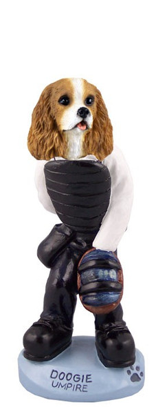 Brown & White Cavalier King Charles Spaniel Umpire Doogie Collectible Dog Figurine