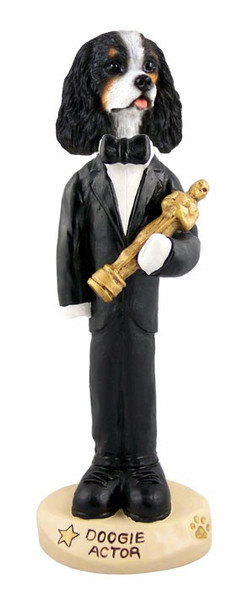 Black & White Cavalier King Charles Spaniel Actor Doogie Collectible Dog Figurine