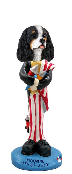 Black & White Cavalier King Charles Spaniel 4th of July Doogie Collectible Dog Figurine