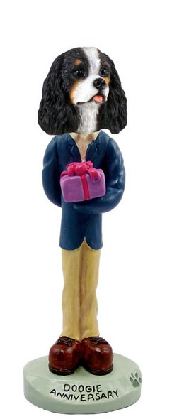 Black & White Cavalier King Charles Spaniel Anniversary Doogie Collectible Dog Figurine