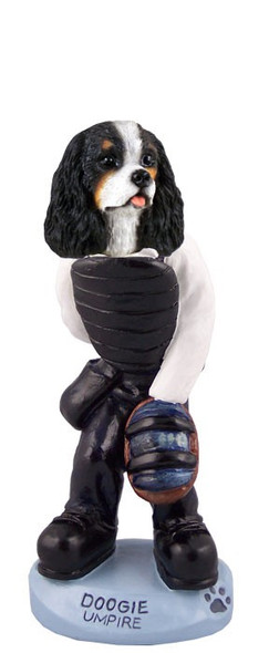 Black & White Cavalier King Charles Spaniel Umpire Doogie Collectible Dog Figurine