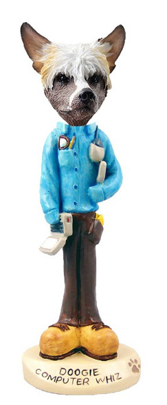 Chinese Crested Computer Whiz Doogie Collectible Dog Figurine