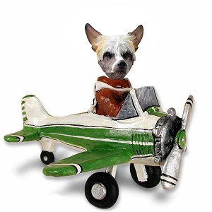 Chinese Crested Airplane Doogie Collectible Dog Figurine