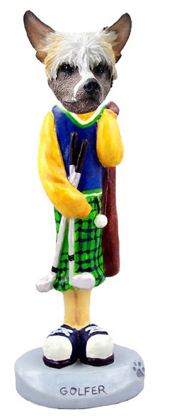Chinese Crested Golf Doogie Collectible Dog Figurine