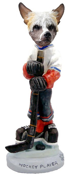 Chinese Crested Hockey Player Doogie Collectible Dog Figurine