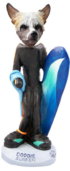 Chinese Crested Surfer Doogie Collectible Dog Figurine
