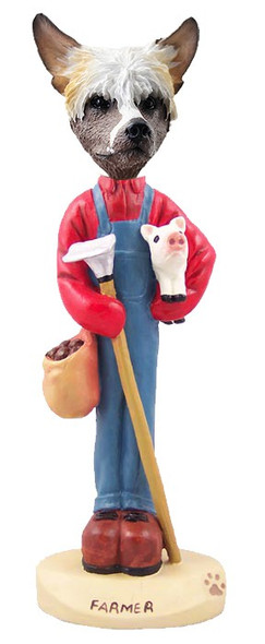 Chinese Crested Farmer Doogie Collectible Dog Figurine