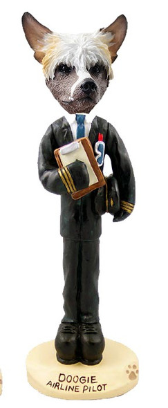 Chinese Crested Airline Pilot Doogie Collectible Dog Figurine