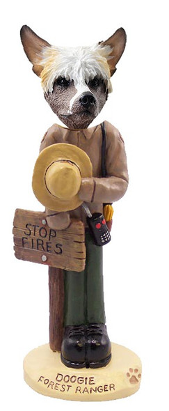 Chinese Crested Forest Ranger Doogie Collectible Dog Figurine