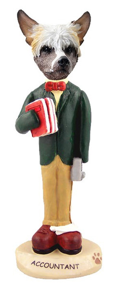 Chinese Crested Accountant Doogie Collectible Dog Figurine